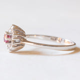 *RESERVADO* Anel margarida vintage em ouro branco 14K (aproximadamente 0.18 quilates) e diamantes lapidação brilhante (aproximadamente 0.35 quilates), década de 70