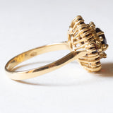 Vintage 18K Gelbgold Granat Gänseblümchen Ring, 60er Jahre