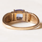 Vintage-Ring aus 9K Gelb- und Weißgold mit Tansanit (ca. 0.80 ct) und Diamanten, 70er/80er Jahre
