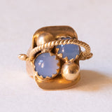 Vintage Anhänger aus 18 Karat Gelbgold mit Opalglas, 40er/50er Jahre