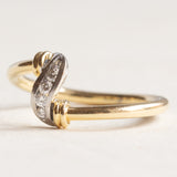Vintage-Ring aus 18 Karat Gelbgold und Weißgold mit Diamanten im Brillantschliff (ca. 0.08 ctw), 40er/50er Jahre