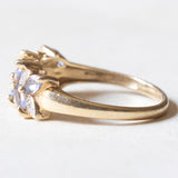 Vintage-Ring aus 9 Karat Gelb- und Weißgold mit Tansanit und Diamant, 70er Jahre