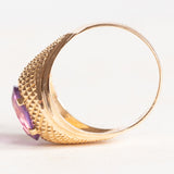 Vintage-Ring aus 18-karätigem Gelbgold mit violettem Saphir (ca. 3 Karat), 70er Jahre