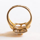 Vintage-Ring aus 18-karätigem Gelbgold mit Topas (ca. 0.40 ct) und Diamanten im Brillantschliff (ca. 0.20 ctw), 60er/70er Jahre