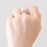 Vintage Gänseblümchenring aus 14 Karat Weißgold mit Diamanten (ca. 0.65 ctw), 70er Jahre