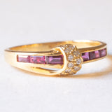 Vintage 18 Karat Gelbgold Ring mit Rubinen und Diamanten, 70er Jahre