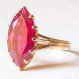 Vintage 14K yellow gold ring with synthetic ruby ​​(approx. 4.40ct), 70s
