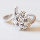 Vintage Gänseblümchenring aus 14 Karat Weißgold mit Diamanten (ca. 0.65 ctw), 70er Jahre