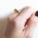 Vintage-Granatring aus 18-karätigem Gelbgold mit Herzschliff, 80er Jahre