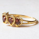 Vintage-Granatring aus 18-karätigem Gelbgold mit Herzschliff, 80er Jahre