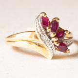 Vintage-Ring aus 18 Karat Gelbgold und Weißgold mit synthetischem Rubin und Diamant, 60er/70er Jahre