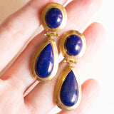 Vintage-Tropfenohrringe aus 18 Karat Gelbgold mit Lapislazuli, 60er Jahre