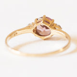 Vintage-Trilogie aus 9-karätigem Gelb- und Weißgold mit synthetischem rosa Spinell (ca. 1 Karat) und weißen Saphiren, 70er/80er Jahre