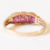 Vintage-Ring aus 9-karätigem Gelb- und Weißgold mit synthetischen Rubinen (ca. 0.80 ctw) und Diamanten, 70er/80er Jahre