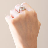 Vintage-Gänseblümchenring aus 18-karätigem Gelb- und Weißgold mit Diamanten (ca. 1.35 ctw), 50er/60er Jahre