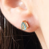 Boucles d'oreilles vintage point lumineux en or jaune 10K avec aigues-marines