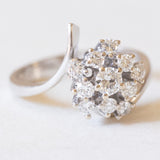 Vintage Gänseblümchenring aus 14 Karat Weißgold mit Diamanten (ca. 0.65 ctw), 70er Jahre