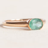 Vintage-Solitärring aus 9-karätigem Gelbgold mit Smaragd (ca. 0.75 ct), 50er Jahre