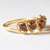 Vintage-Granatring aus 18-karätigem Gelbgold mit Herzschliff, 80er Jahre