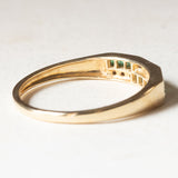 Vintage-Ring aus 9-karätigem Gelb- und Weißgold mit Smaragden (ca. 0.18 ctw) und Diamanten (ca. 0.09 ctw), 70er Jahre