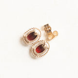 Vintage-Ohrringe aus 9-karätigem Gelbgold mit Granaten, 80er Jahre