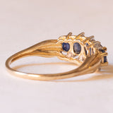 Vintage Ring aus 14 Karat Gelb- und Weißgold mit Saphiren und Diamanten, 60er Jahre