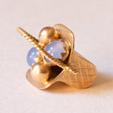 Vintage Anhänger aus 18 Karat Gelbgold mit Opalglas, 40er/50er Jahre