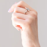 Vintage Ring aus 18 Karat Weißgold mit Diamanten im Brillantschliff (ca. 0.35 Karat), 70er/80er Jahre