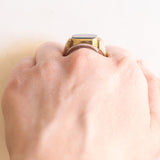 Vintage 8K Gelbgold Heliotrop (Blutstein) Siegelring, 50er/60er Jahre