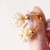 Vintage-Creolen aus 18-karätigem Gelbgold mit weißen Perlen, 70er/80er Jahre