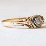 Antiker Diamant-Solitär im Brillantschliff aus 14 Karat Gelbgold und Silber, 20er/30er Jahre