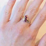 Vintage-Ring aus 18 Karat Gelbgold und Weißgold mit synthetischem Rubin und Diamant, 60er/70er Jahre