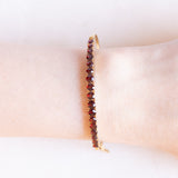 Vintage 8K Gelbgold Granat Armreif, 50er/60er Jahre