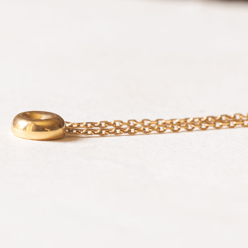 Collana vintage con punto luce in oro giallo 18K con diamante di taglio huit-huit (0.01ct ca.), anni '70