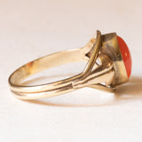 Vintage-Ring aus 9-karätigem Gelbgold mit orangefarbener Koralle, 40er/50er Jahre