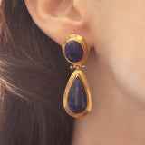 Vintage-Tropfenohrringe aus 18 Karat Gelbgold mit Lapislazuli, 60er Jahre