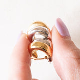 Vintage-Doppel-Creolen aus 18-karätigem Gold (Gelb und Weiß), 60er Jahre