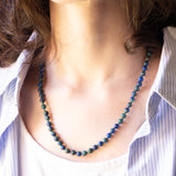 Collana vintage con chiusura in oro giallo 9K con azzurrite e malachite, anni ‘80/‘90