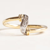 Vintage-Ring aus 18 Karat Gelbgold und Weißgold mit Diamanten im Brillantschliff (ca. 0.08 ctw), 40er/50er Jahre