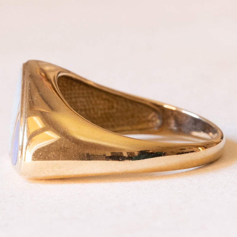 Anello vintage in oro giallo 9K con opali doublet, anni ‘70/‘80