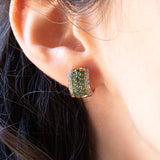 Vintage Creolen aus 9 Karat Gelb- und Weißgold mit Peridot und Diamanten, 70er Jahre