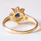 Vintage-Gänseblümchenring aus 18-karätigem Gelb- und Weißgold mit Saphiren (ca. 0.50 ct) und Diamanten (ca. 0.04 ctw), 60er Jahre