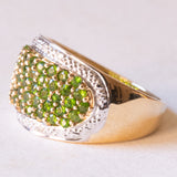 Vintage Ring aus 14 Karat Gelb- und Weißgold mit Peridot und Diamanten, 70er Jahre