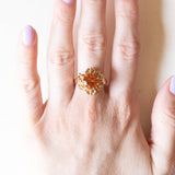 Vintage Ring aus 18 Karat Gelbgold mit synthetischem orangefarbenem Saphir (ca. 3 Karat), 60er Jahre