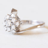 Vintage Gänseblümchenring aus 14 Karat Weißgold mit Diamanten (ca. 0.65 ctw), 70er Jahre