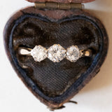 Antike 18-karätige Gelbgold- und Platin-Diamanttrilogie im Alteuropäischen Schliff (ca. 0.47 ctw), 10er/20er Jahre