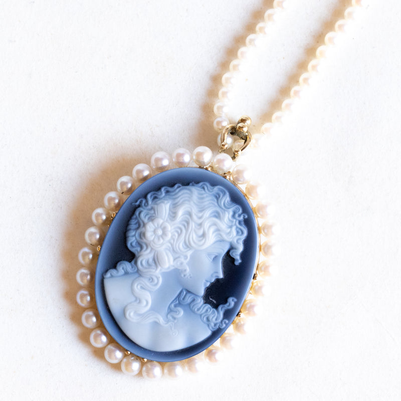 Collana vintage in argento sterling con perle galleggianti a più fili e perle coltivate d'acqua dolce con effetto illusionistico - Italia Collana vintage in argento sterling con perle galleggianti a più fili e perle coltivate d'acqua dolce con effetto illusionistico - Italia