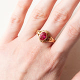 Vintage-Ring aus 14-karätigem Gelbgold mit synthetischem Rubin (ca. 1.50 ct), 40er Jahre