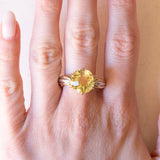 Vintage 9 Karat Gelbgold & Weißgold Citrin (ca. 6 Karat) Cocktailring, 60er Jahre