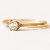 Solitario vintage in oro giallo 9K con zaffiro grigio (0.45ct ca.), anni ‘60